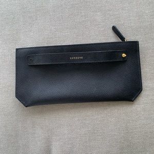 Senreve Black Pebbled Leather Clutch Bag